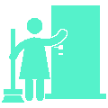 Putzfrau Icon reinigt Tür